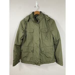 L-RL Lauren Active Jacket Womens Green Double Zip Utility Coat Quilted Lining‎